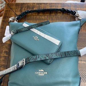 NWT Coach Sold Out Purse and Wallet Set in Dark Turquoise/Silver Hardware